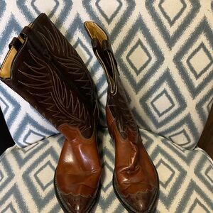 Acme Men's Brown Leather Cowboy Boots 8D